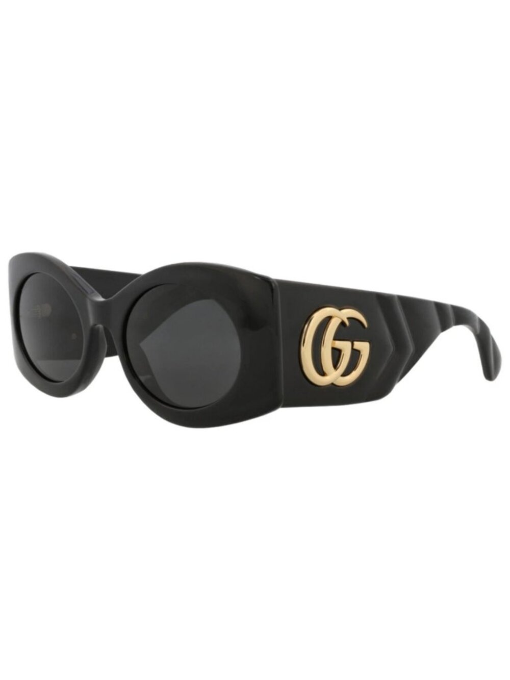 New Gucci Women's Sunglasses Square Rectangle Injection Frame Black Black Grey